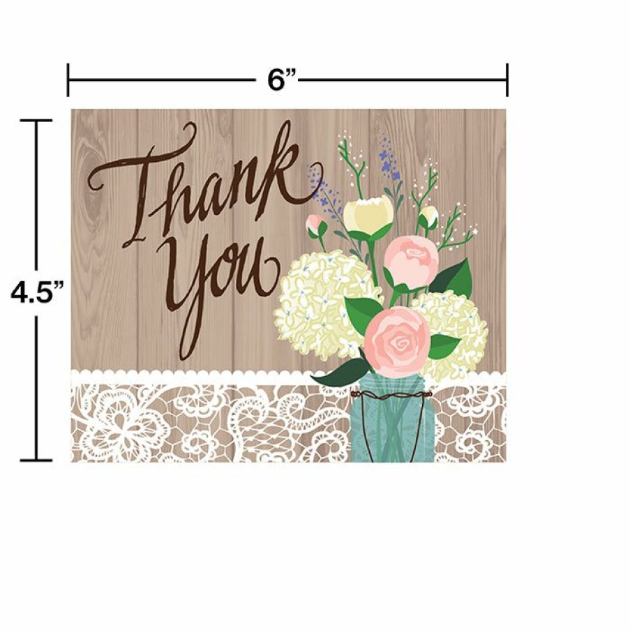 Bridal And Wedding * | Creative Converting Bridal And Wedding Rustic Wedding Thank You (48/Case)