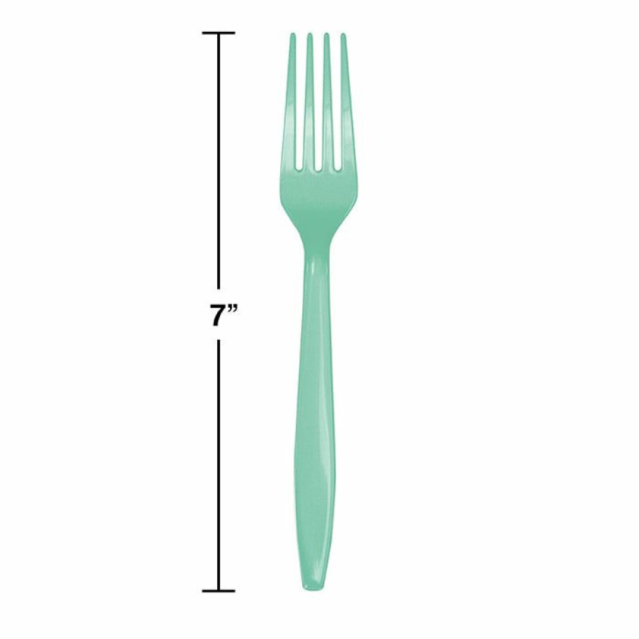 Solid Color Tableware * | Creative Converting Fresh Mint Green Plastic Forks, 24 Ct Solid Color Tableware