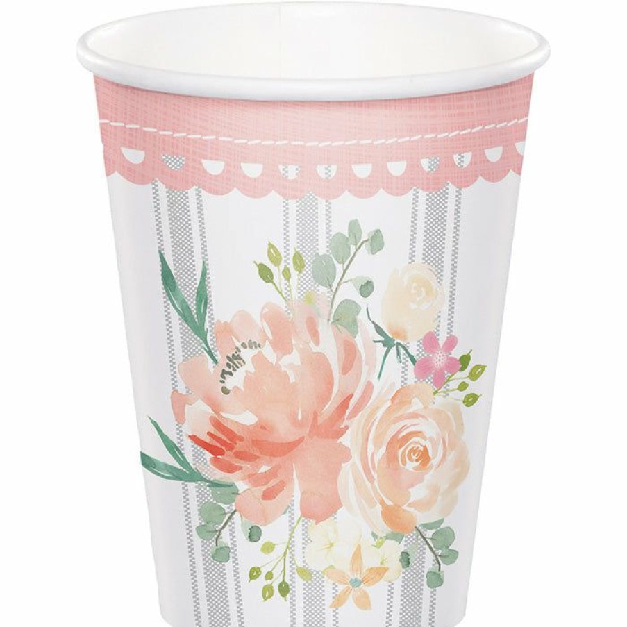 Baby Showers * | Creative Converting Farmhouse Floral Hot/Cold Paper Cups 9 Oz., 8 Ct