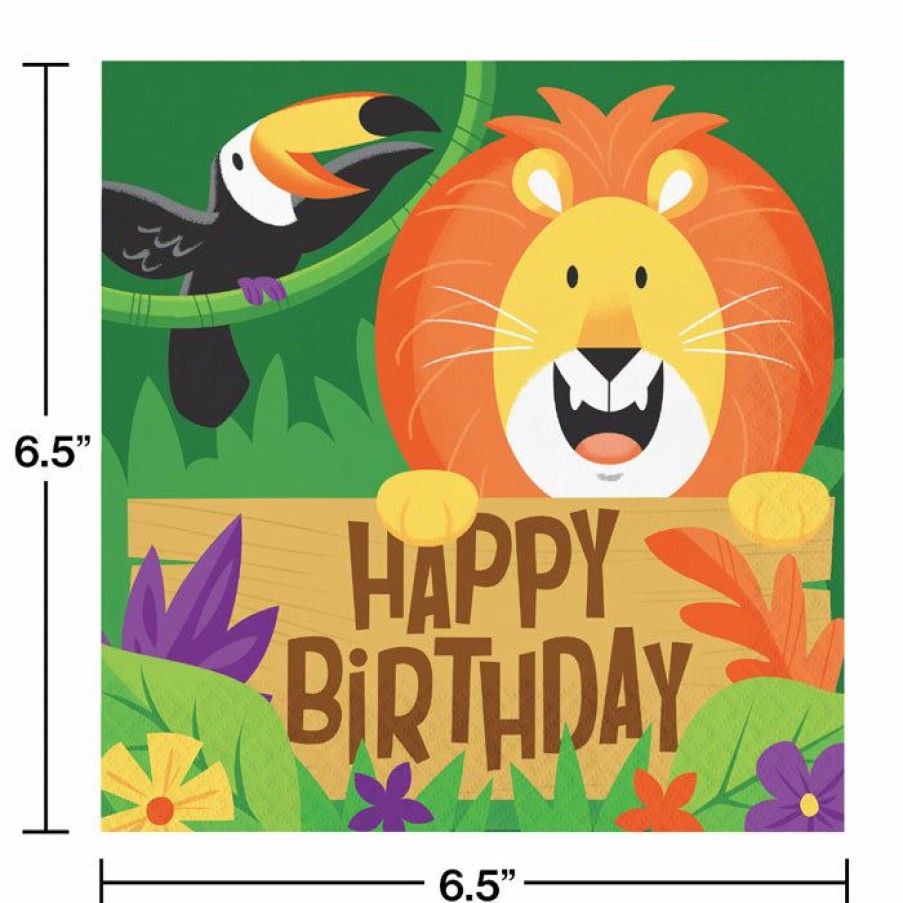 Birthdays * | Creative Converting Jungle Safari Napkins, 16 Ct