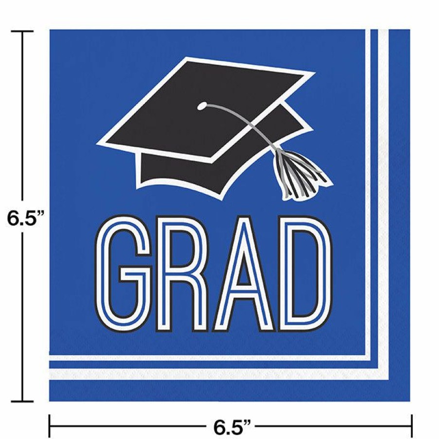 Graduation Party Supplies * | Creative Converting Graduation School Spirit Blue Napkins, 36 Ct Graduation Party Supplies