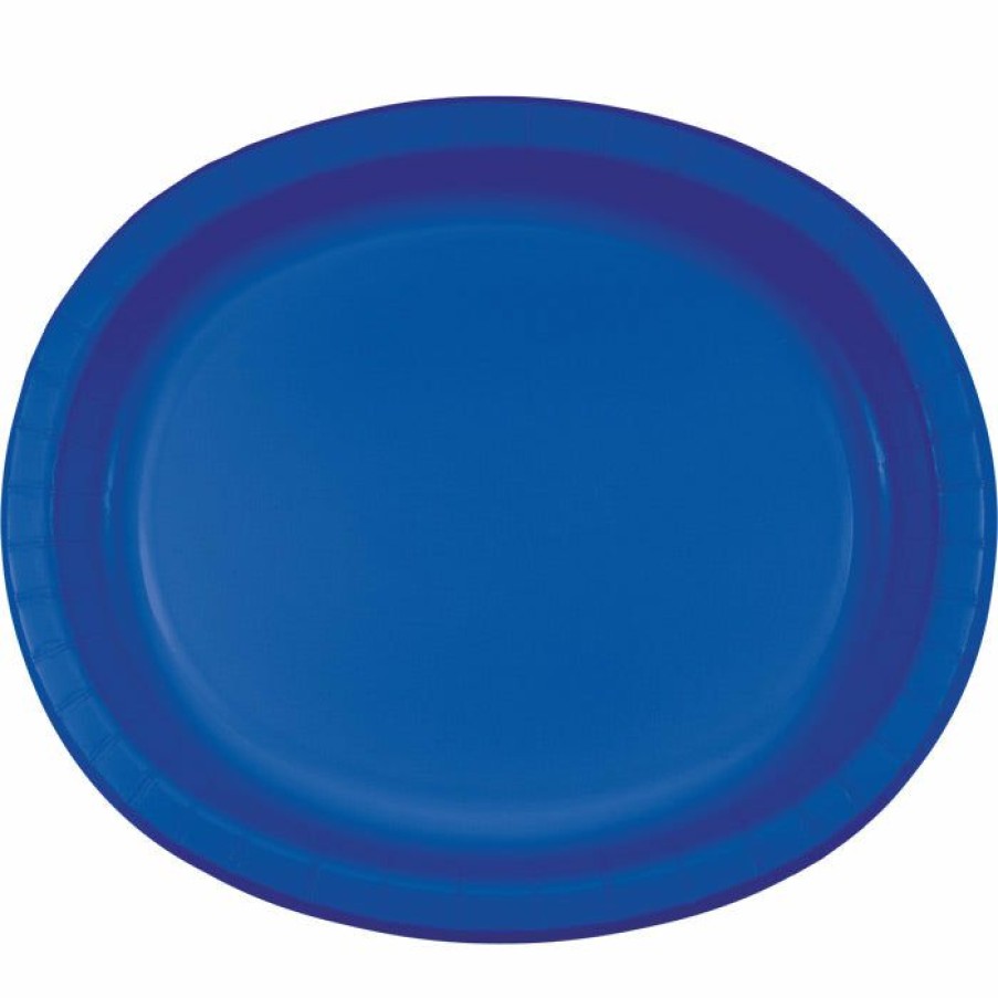 Solid Color Tableware * | Creative Converting Cobalt Oval Platter 10 X 12 , 8 Ct