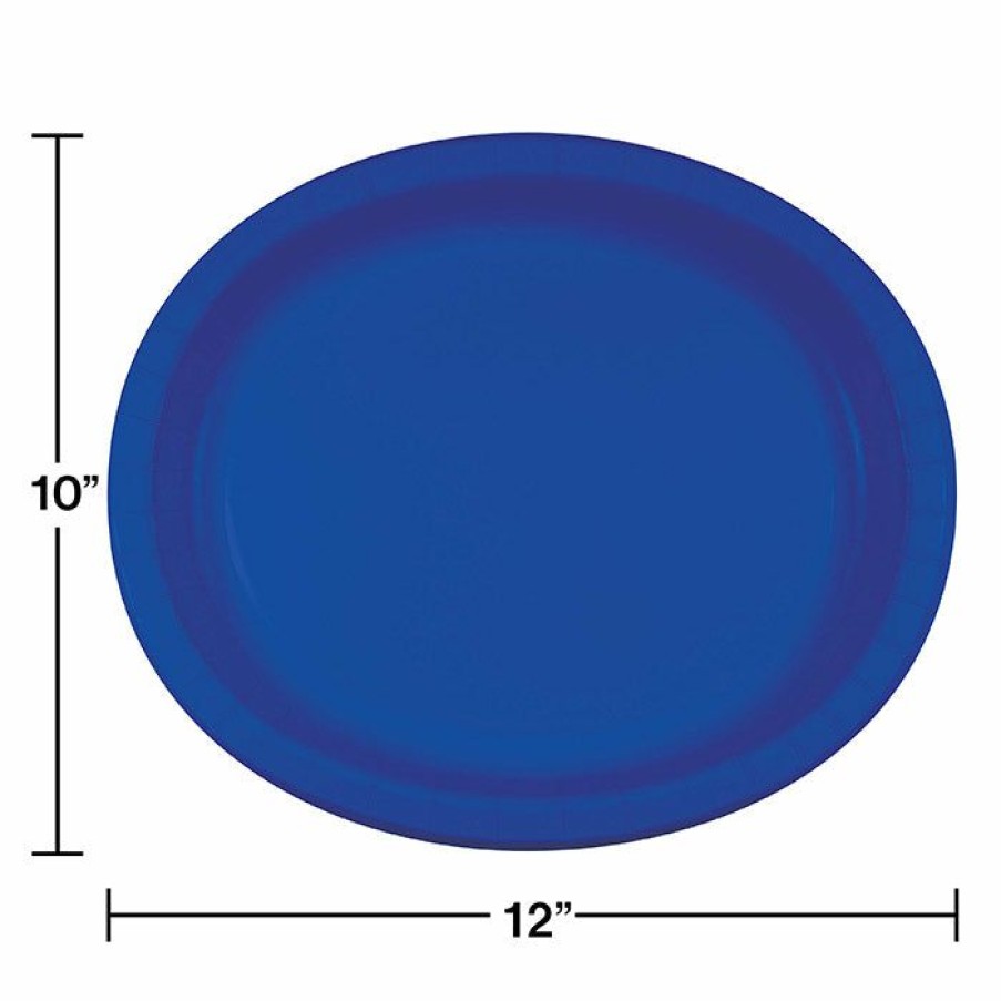 Solid Color Tableware * | Creative Converting Cobalt Oval Platter 10 X 12 , 8 Ct