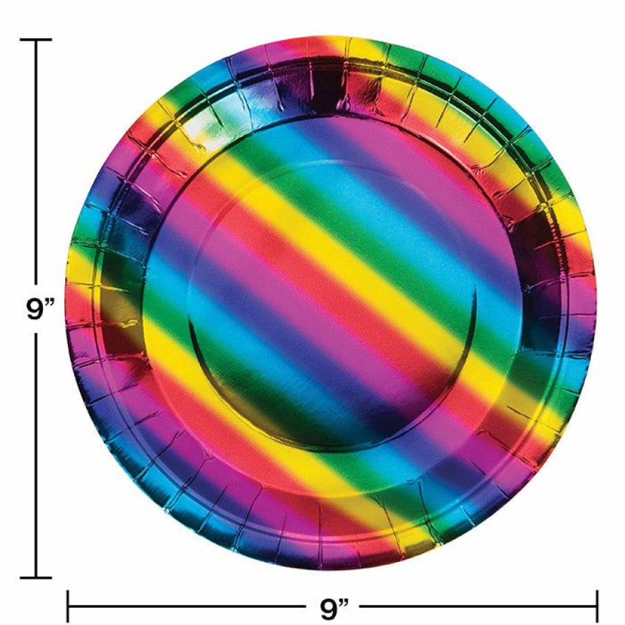 Birthdays * | Creative Converting Rainbow Foil Paper Plates, 8 Ct