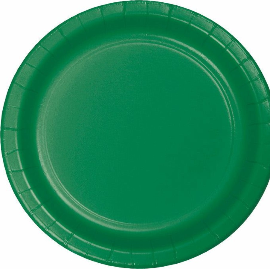 Solid Color Tableware * | Creative Converting Emerald Green Dessert Plates, 24 Ct Solid Color Tableware