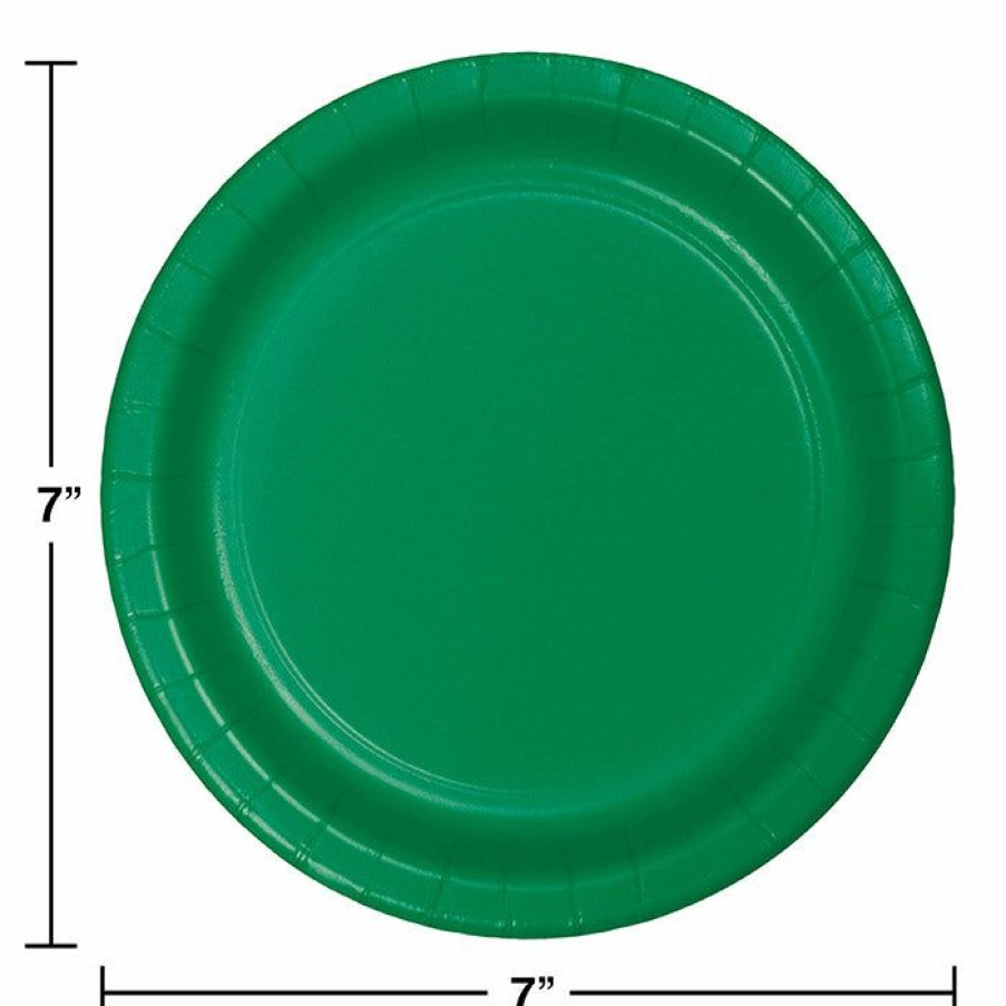 Solid Color Tableware * | Creative Converting Emerald Green Dessert Plates, 24 Ct Solid Color Tableware