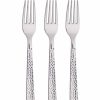 Solid Color Tableware * | Creative Converting Forks Only, Silver Hammered, 24 Ct