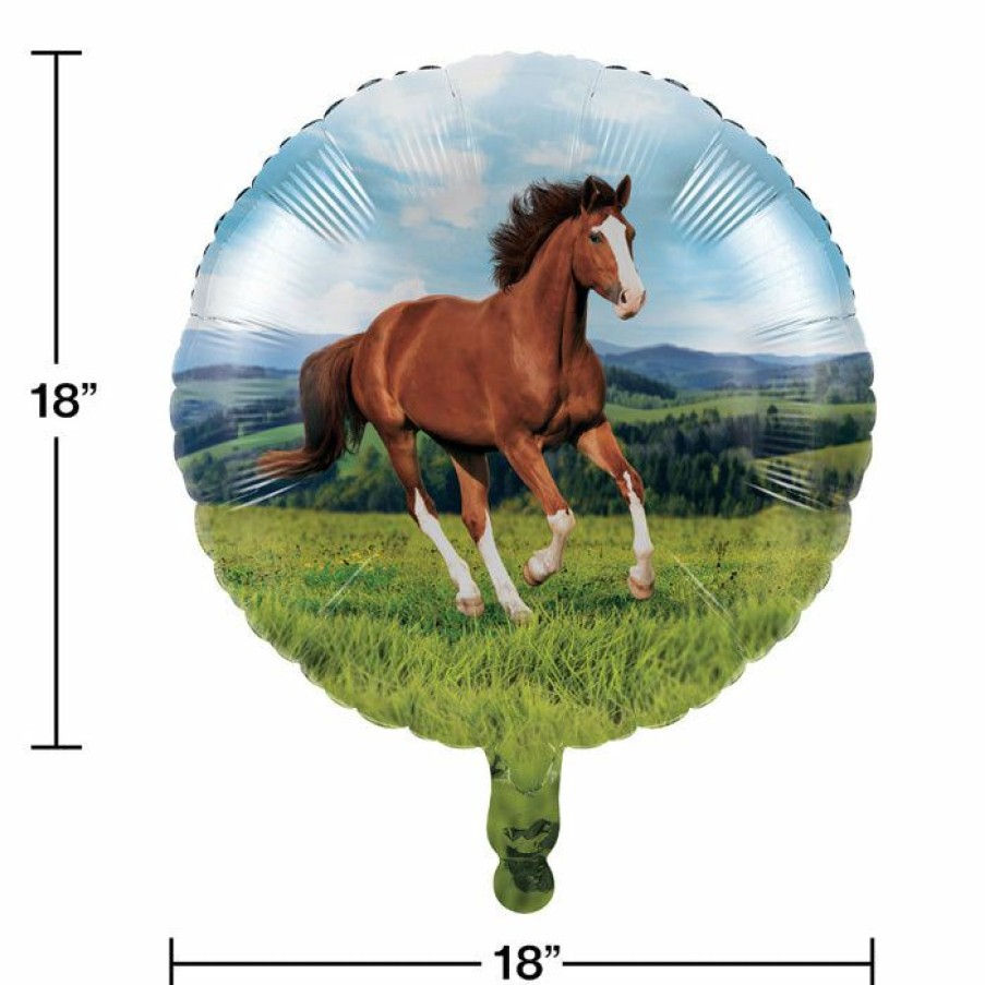 Birthdays * | Creative Converting Horse And Pony Metallic Balloon 18 Kids Birthday Party Themes