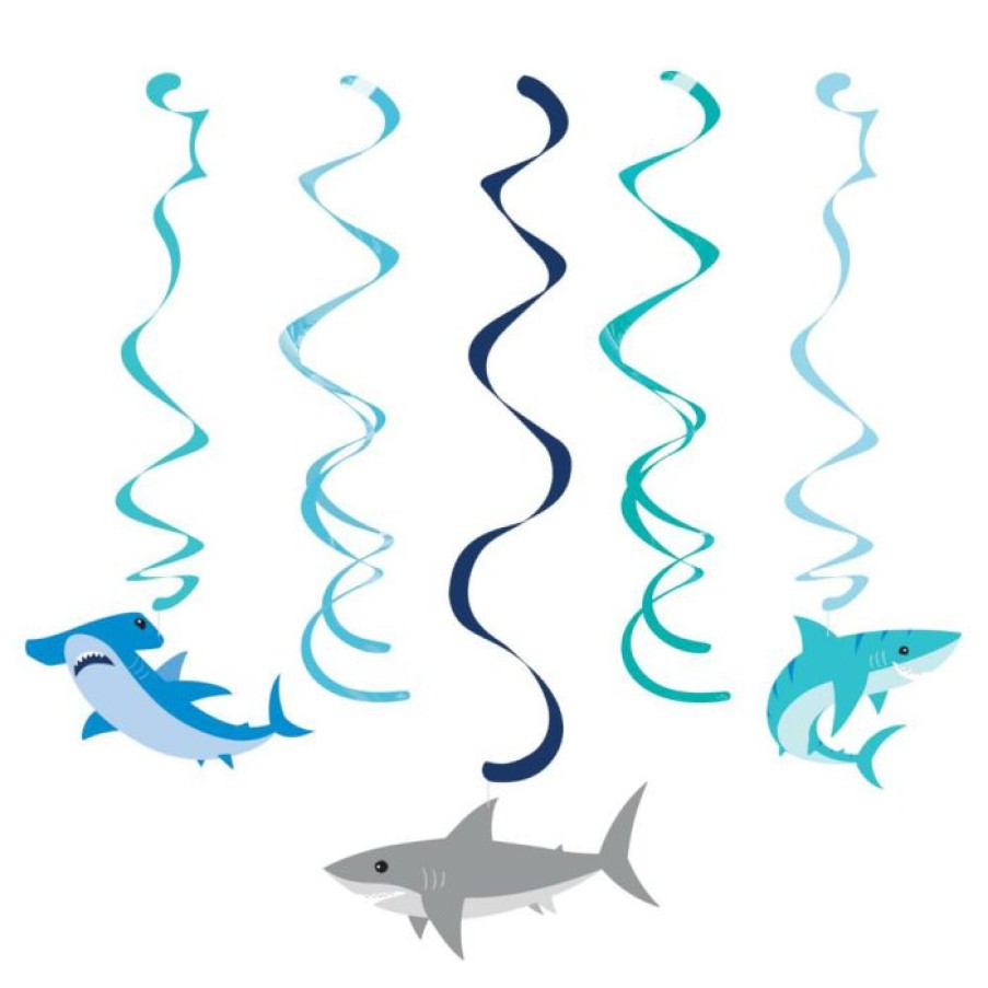 Birthdays * | Creative Converting Kids Birthday Party Themes Shark Party Dizzy Danglers Assorted (5/Pkg)