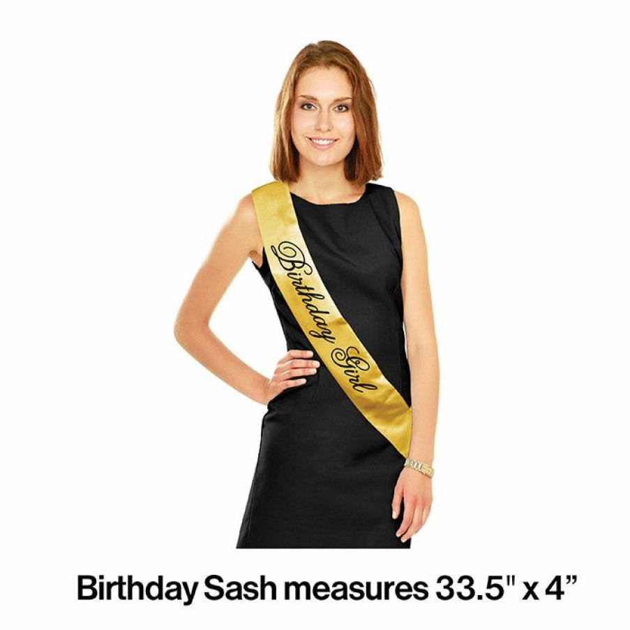 Birthdays * | Creative Converting Black And Gold Birthday Sash Adult Birthday Party Themes