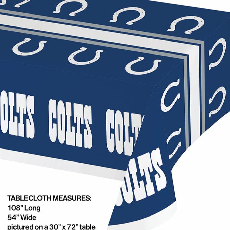 Sports * | Creative Converting Indianapolis Colts Plastic Table Cover, 54 X 102 Nfl And Football Party Supplies