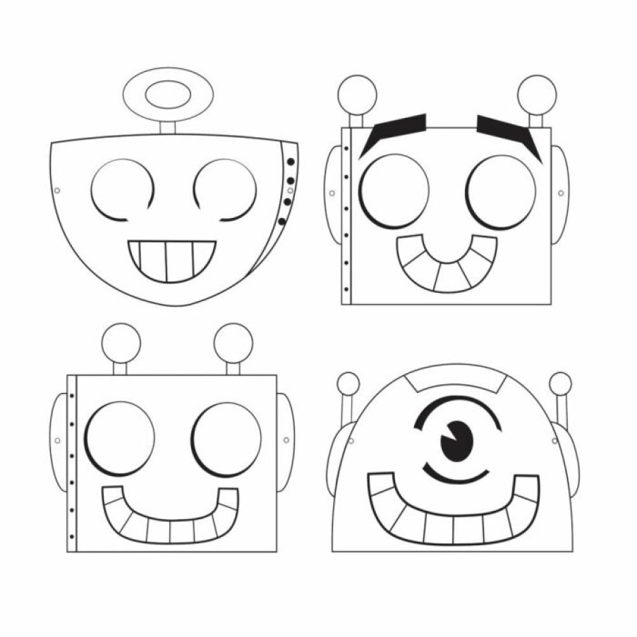 Birthdays * | Creative Converting Kids Birthday Party Themes Party Robots Favor, Color-Your-Own Mask (Case Pack Of 72)