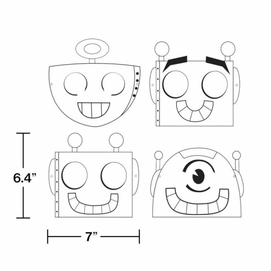 Birthdays * | Creative Converting Kids Birthday Party Themes Party Robots Favor, Color-Your-Own Mask (Case Pack Of 72)