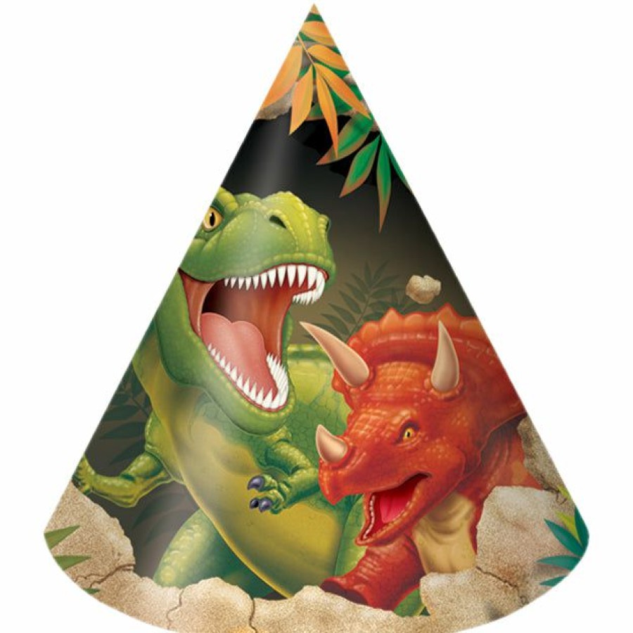 Birthdays * | Creative Converting Dinosaur Party Hats, 8 Ct