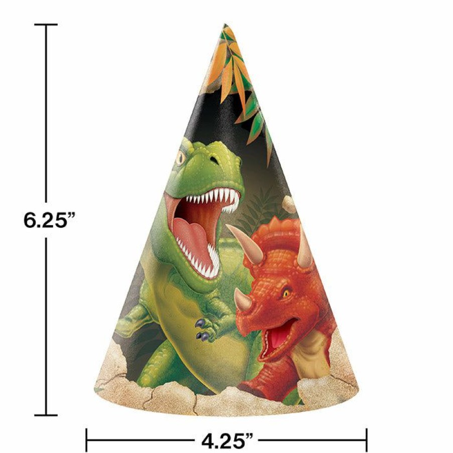 Birthdays * | Creative Converting Dinosaur Party Hats, 8 Ct