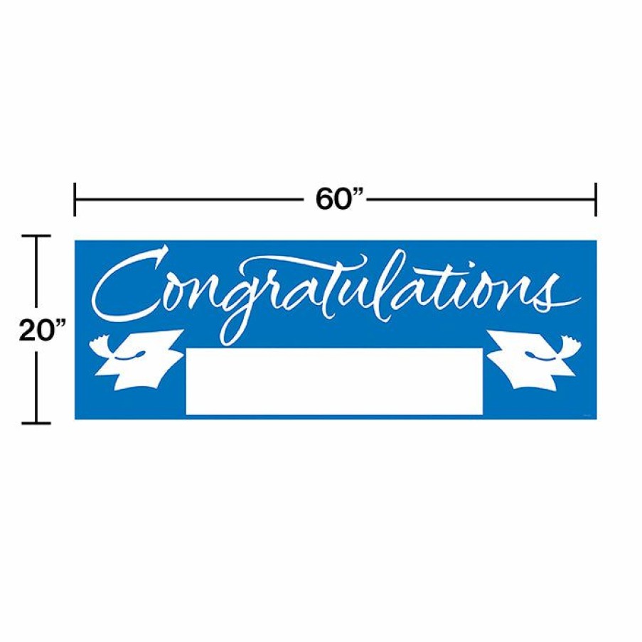 Graduation Party Supplies * | Creative Converting Graduation Party Supplies Blue Graduation Party Banner