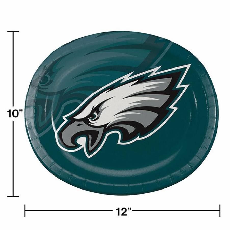 Sports * | Creative Converting Philadelphia Eagles Oval Platter 10 X 12 , 8 Ct