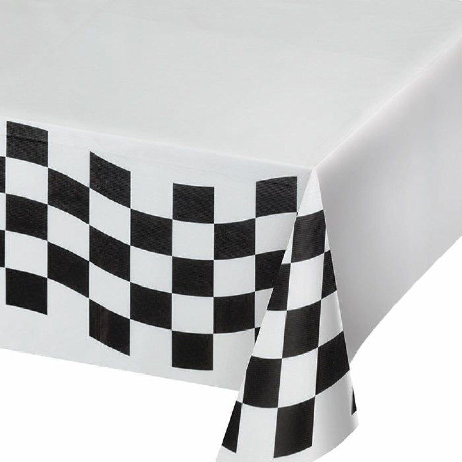 Sports * | Creative Converting Black And White Check Paper Table Cover, 54 X 102 Racing Theme Party Decorations