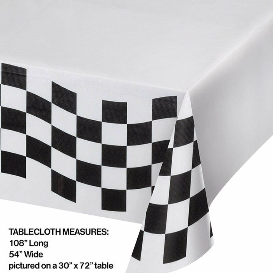 Sports * | Creative Converting Black And White Check Paper Table Cover, 54 X 102 Racing Theme Party Decorations