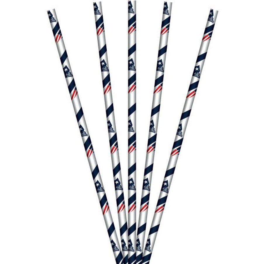 Sports * | Creative Converting Nfl And Football Party Supplies New England Patriots Paper Straws, 24 Ct