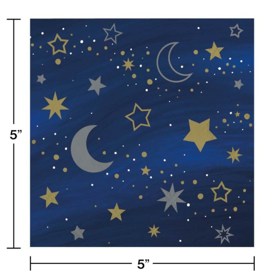 Themed Tableware * | Creative Converting Themed Tableware Starry Night Beverage Napkin 16Ct