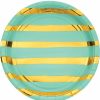 Solid Color Tableware * | Creative Converting Fresh Mint Green And Gold Foil Striped Paper Plates, 8 Ct Solid Color Tableware