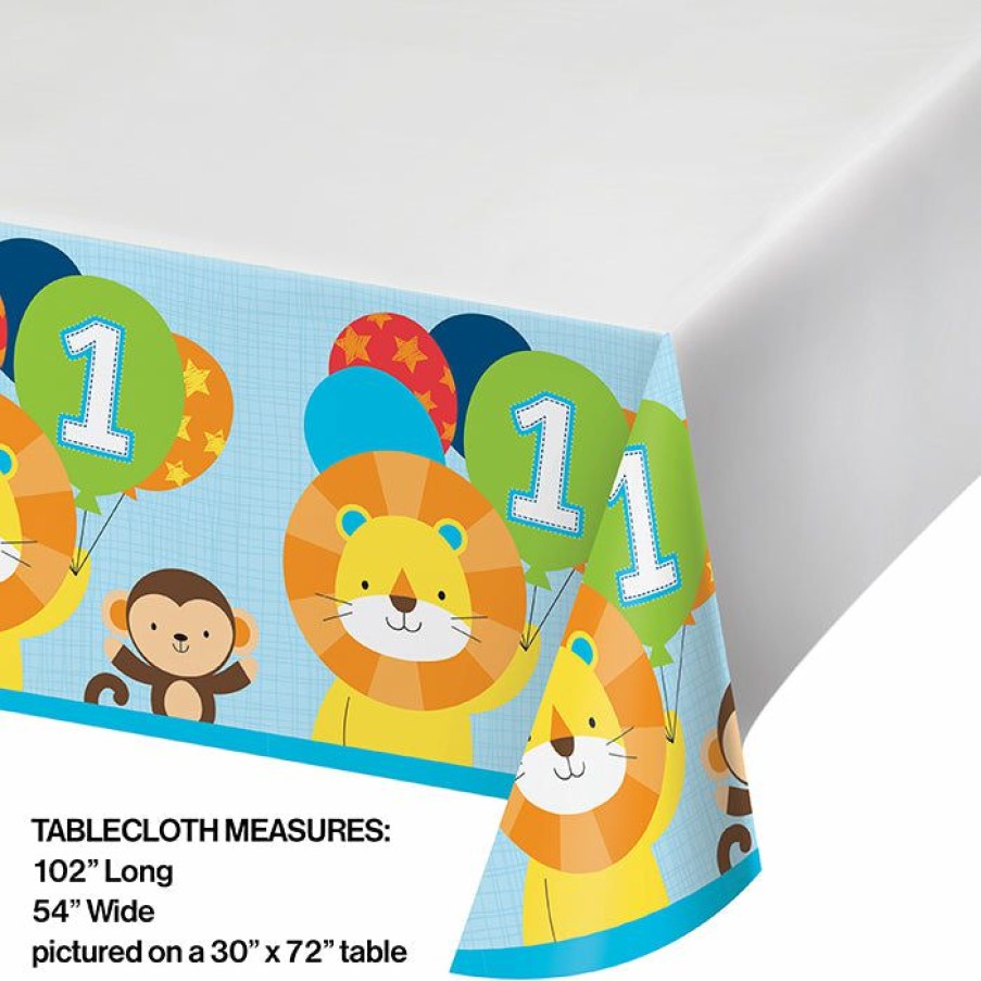 Birthdays * | Creative Converting One Is Fun Boy Plastic Tablecover Border, 54 Inch X 102 Inch (6/Case)