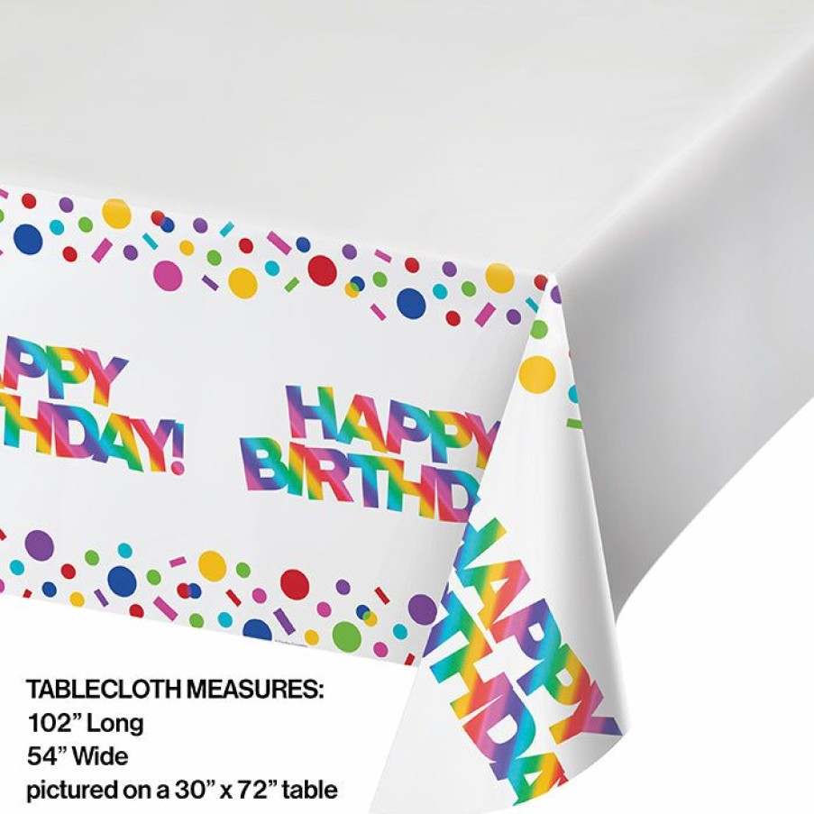 Birthdays * | Creative Converting Rainbow Foil Plastic Tablecover Border Print, 54 X 102