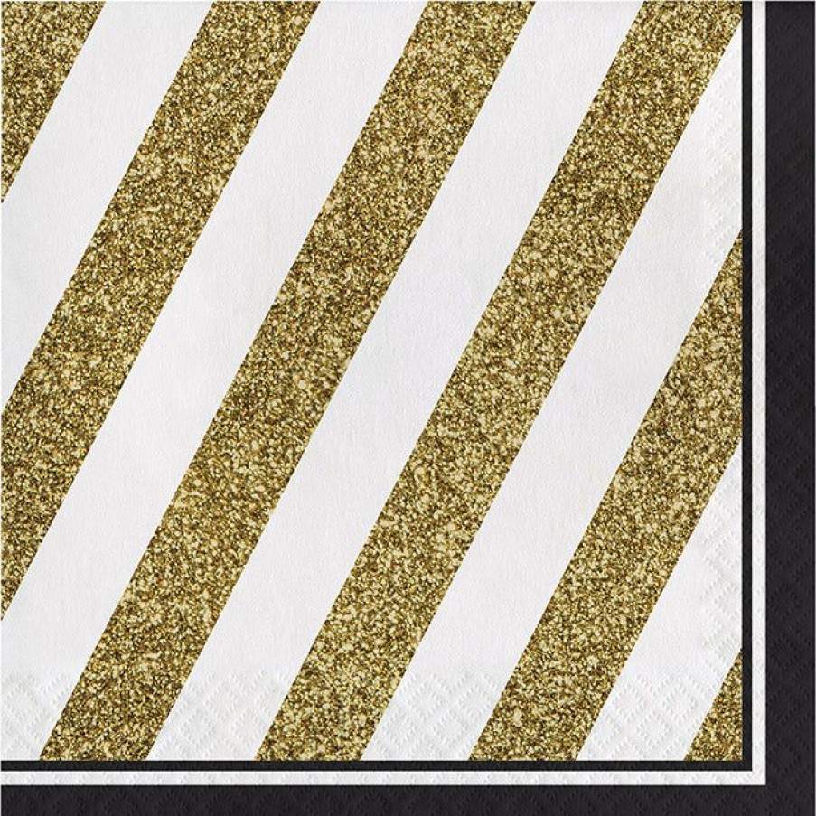 Birthdays * | Creative Converting Black And Gold Napkins, 16 Ct