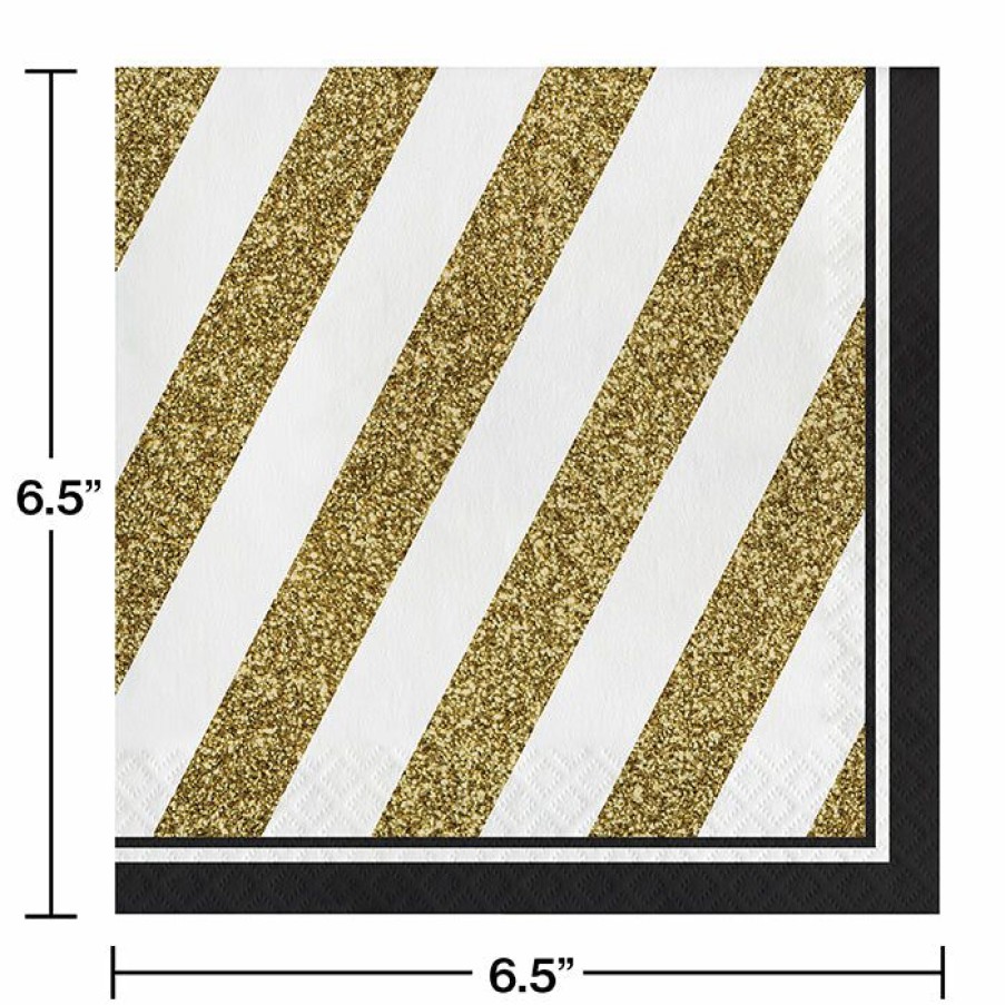 Birthdays * | Creative Converting Black And Gold Napkins, 16 Ct