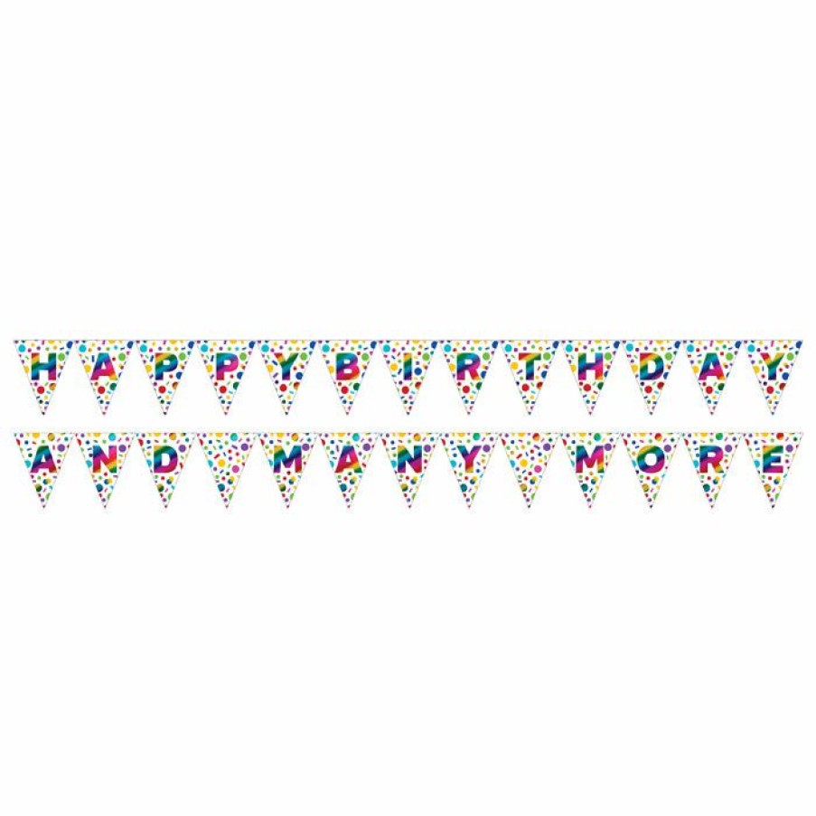 Birthdays * | Creative Converting Kids Birthday Party Themes 2-Sided Pennant Banner, Rainbow Foil Birthday