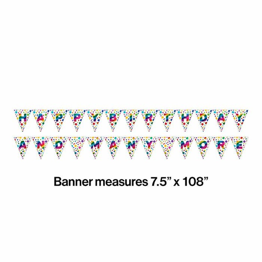 Birthdays * | Creative Converting Kids Birthday Party Themes 2-Sided Pennant Banner, Rainbow Foil Birthday