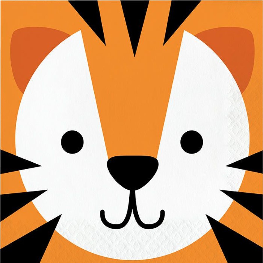 Birthdays * | Creative Converting Kids Birthday Party Themes Animal Faces Luncheon Napkin, Tiger 16Ct