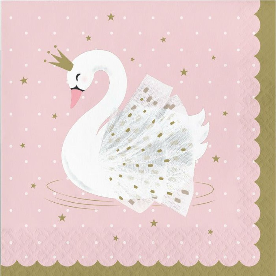 Birthdays * | Creative Converting Stylish Swan Napkins, Pack Of 16 Kids Birthday Party Themes