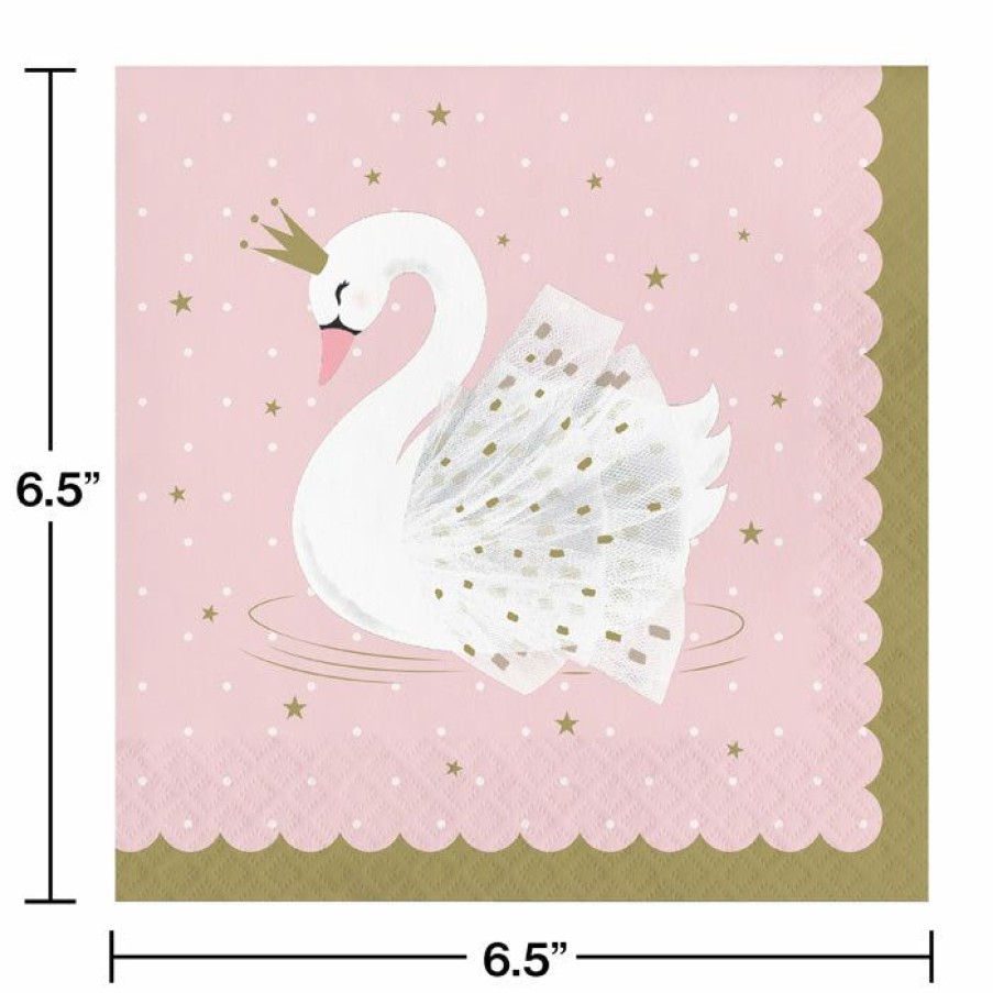 Birthdays * | Creative Converting Stylish Swan Napkins, Pack Of 16 Kids Birthday Party Themes