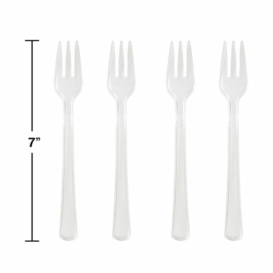 Solid Color Tableware * | Creative Converting Clear Mini Appetizer Forks, 24 Ct Solid Color Tableware