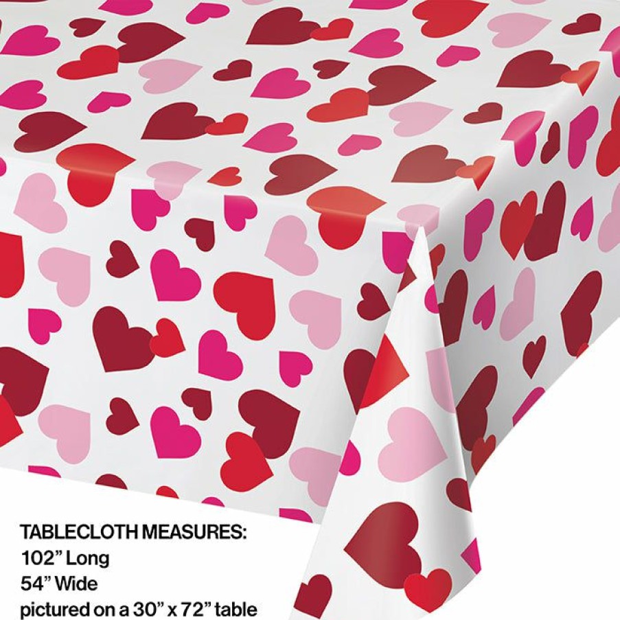 Holidays * | Creative Converting Valentine Plastic Tablecover, 54 X 102 All Over Print Valentine'S Day Party Decorations