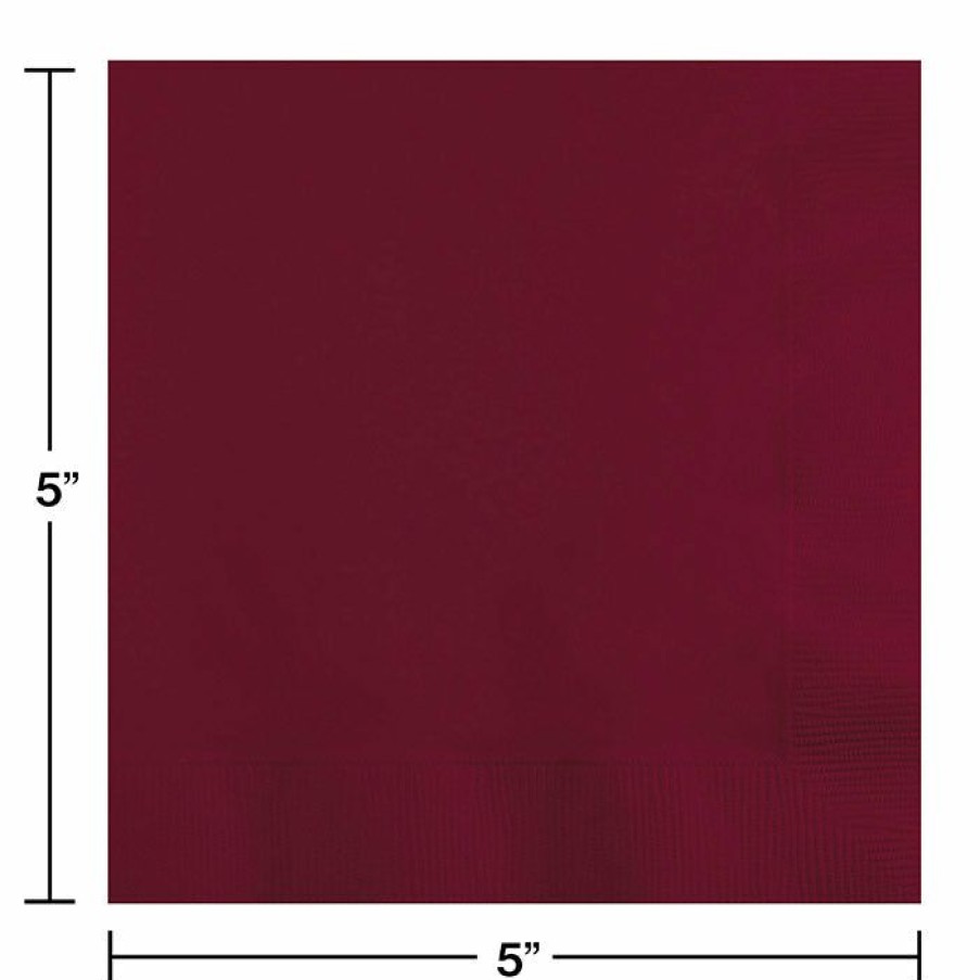 Solid Color Tableware * | Creative Converting Burgundy Beverage Napkin, 3 Ply, 50 Ct