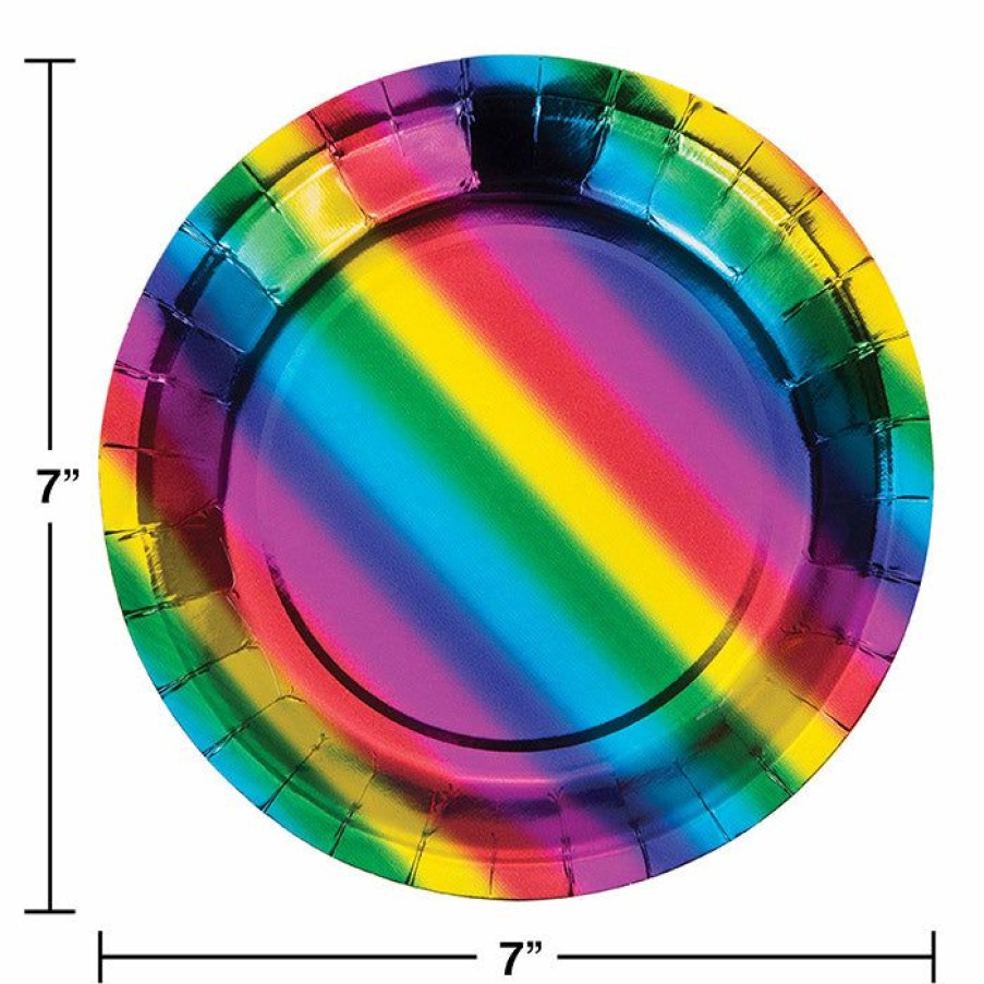 Birthdays * | Creative Converting Rainbow Foil Dessert Plates, 8 Ct