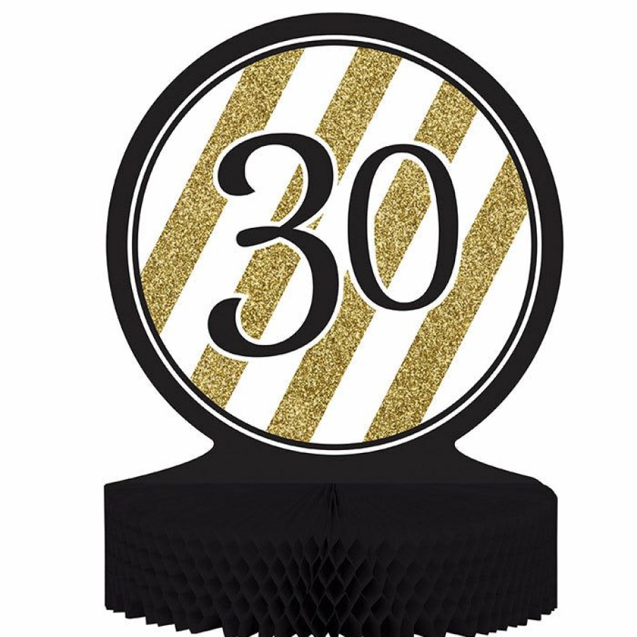 Birthdays * | Creative Converting Black And Gold 30Th Birthday Centerpiece Adult Birthday Party Themes