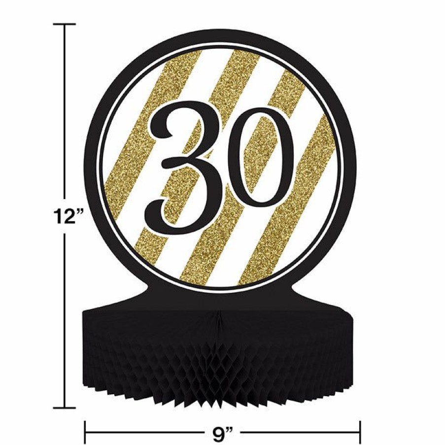 Birthdays * | Creative Converting Black And Gold 30Th Birthday Centerpiece Adult Birthday Party Themes