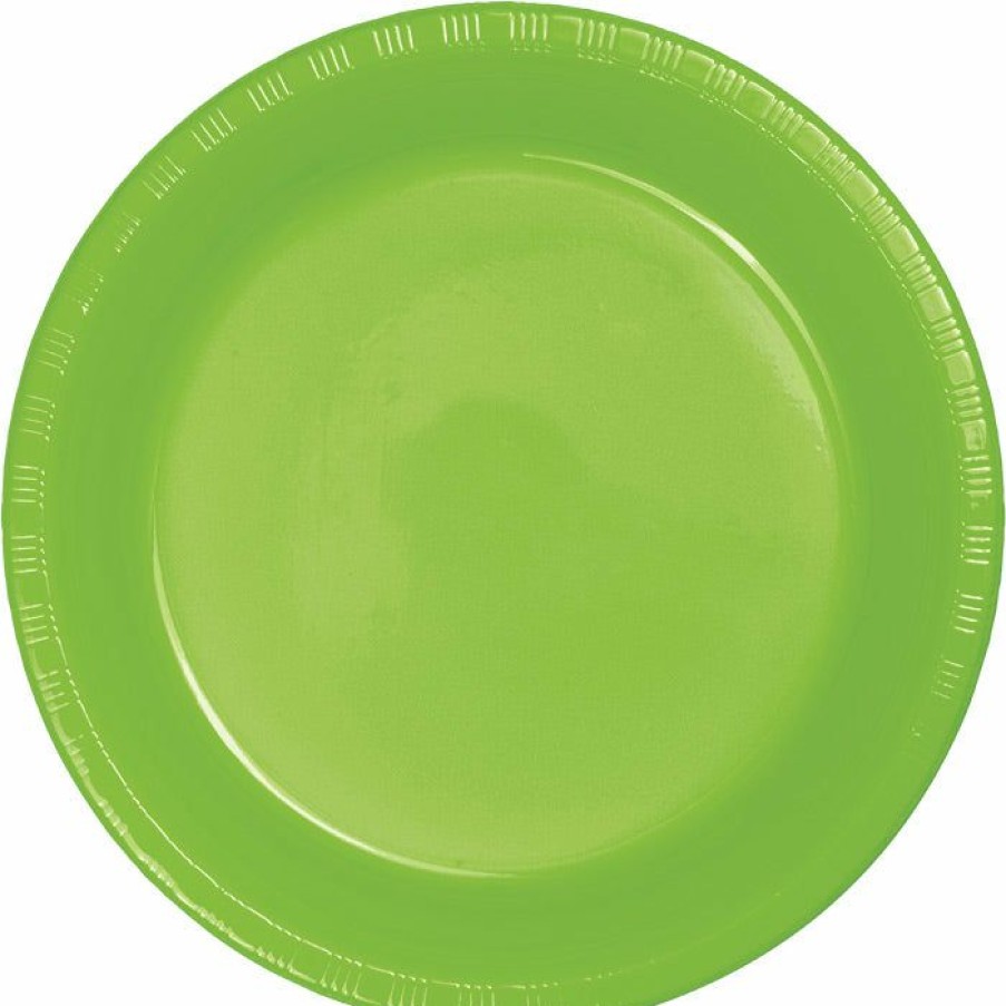 Solid Color Tableware * | Creative Converting Fresh Lime Green Plastic Banquet Plates, 20 Ct Solid Color Tableware