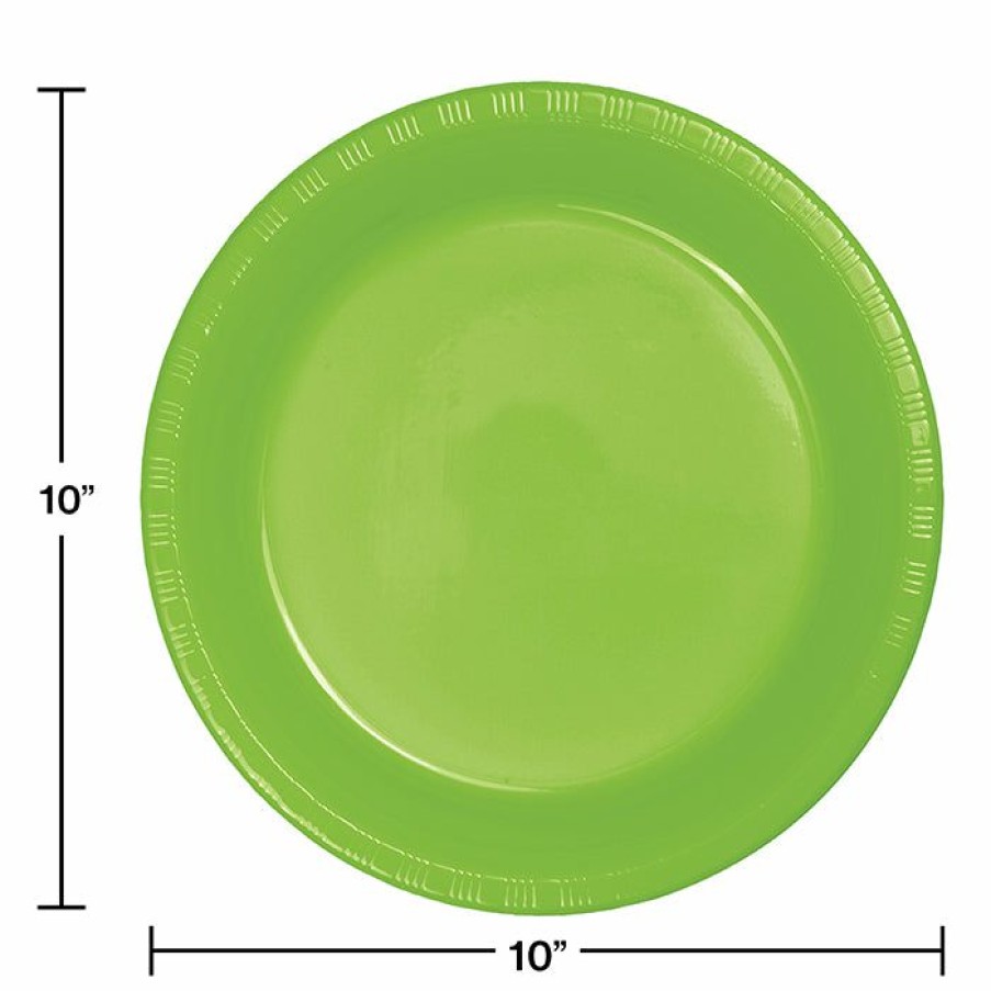 Solid Color Tableware * | Creative Converting Fresh Lime Green Plastic Banquet Plates, 20 Ct Solid Color Tableware