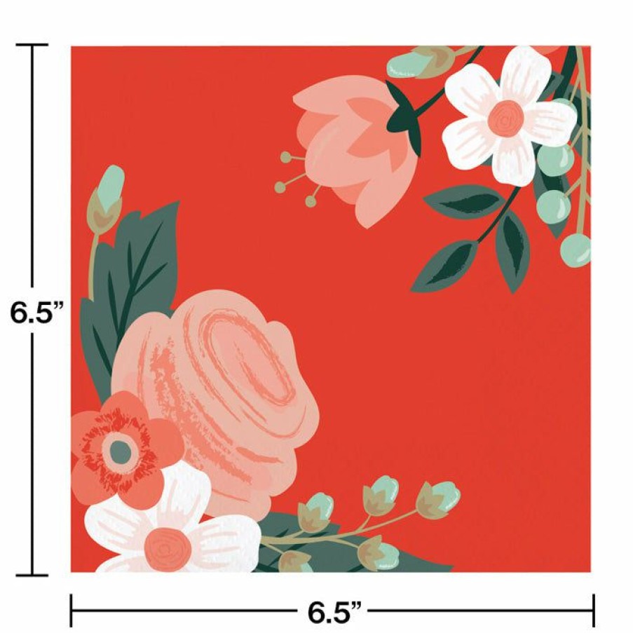 Holidays * | Creative Converting Modern Floral Beverage Napkin, 3 Ply, 24 Ct Spring And Floral Themed Decorations