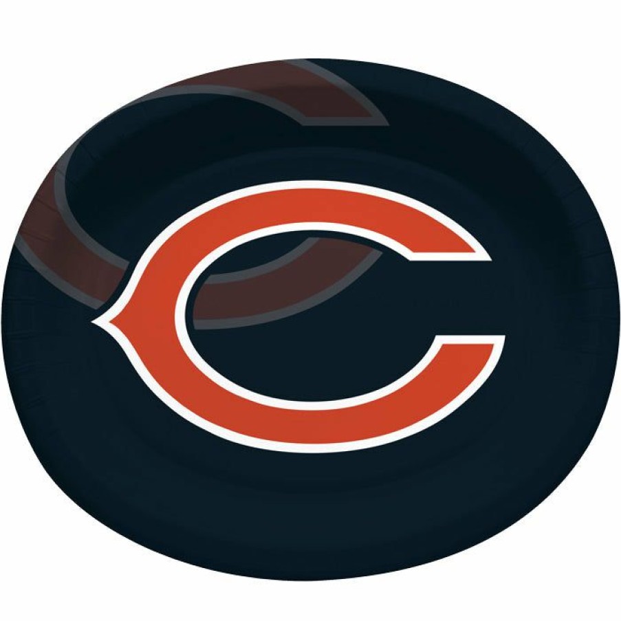 Sports * | Creative Converting Chicago Bears Oval Platter 10 X 12 , 8 Ct Nfl And Football Party Supplies