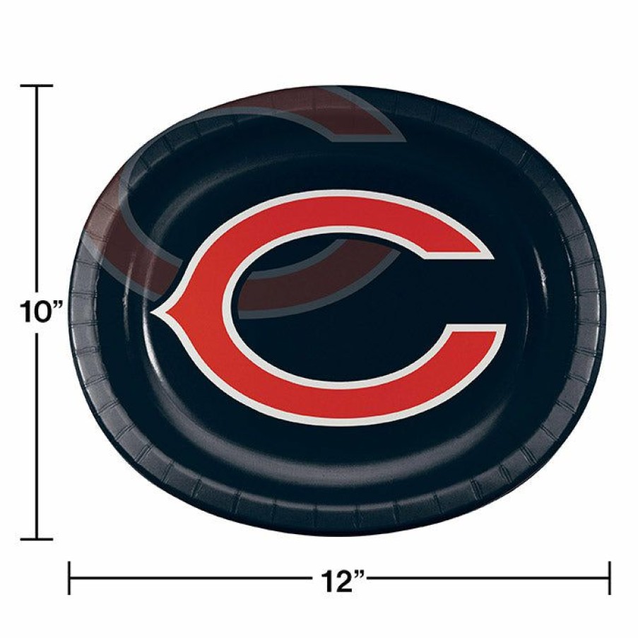 Sports * | Creative Converting Chicago Bears Oval Platter 10 X 12 , 8 Ct Nfl And Football Party Supplies