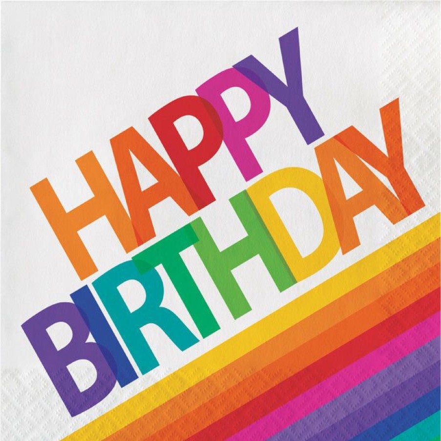 Birthdays * | Creative Converting Rainbow Birthday Napkins, 16 Ct