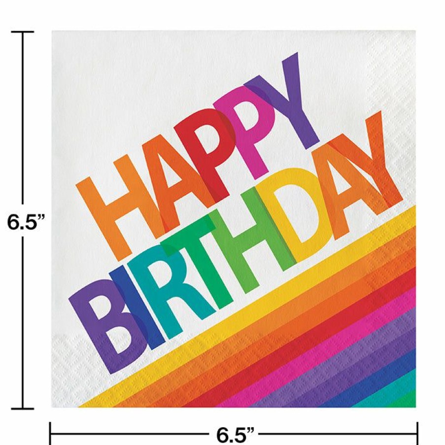 Birthdays * | Creative Converting Rainbow Birthday Napkins, 16 Ct