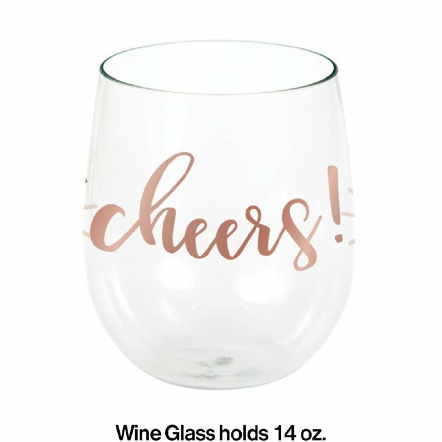 Themed Tableware * | Creative Converting Themed Tableware Rose' All Day 14 Oz Stemless Wine Glass