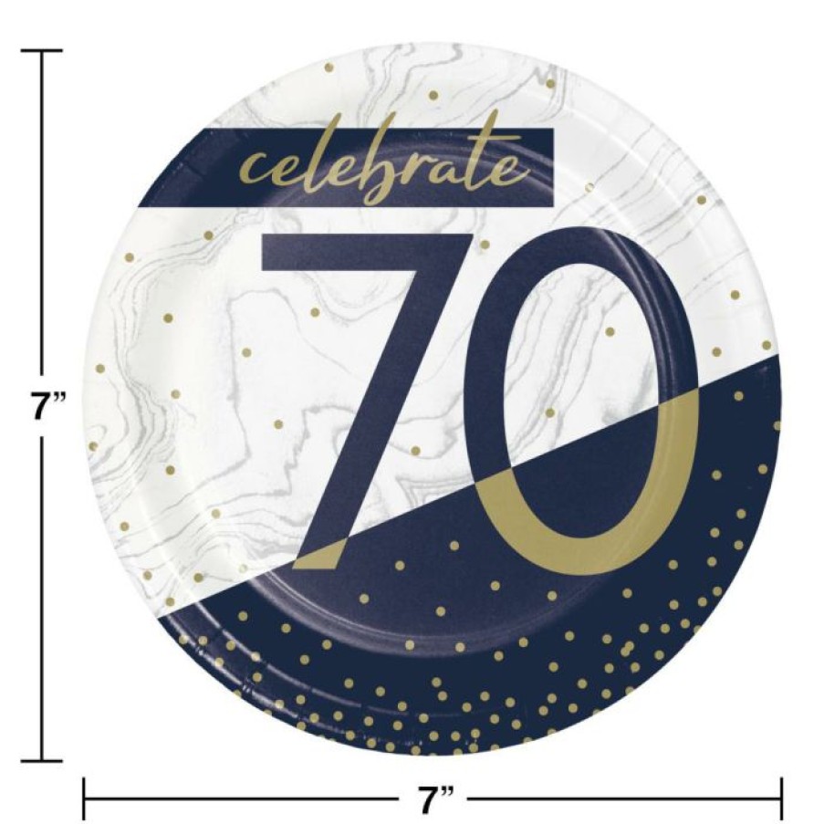 Birthdays * | Creative Converting Navy & Gold Milestone Dessert Plate, 70 8Ct